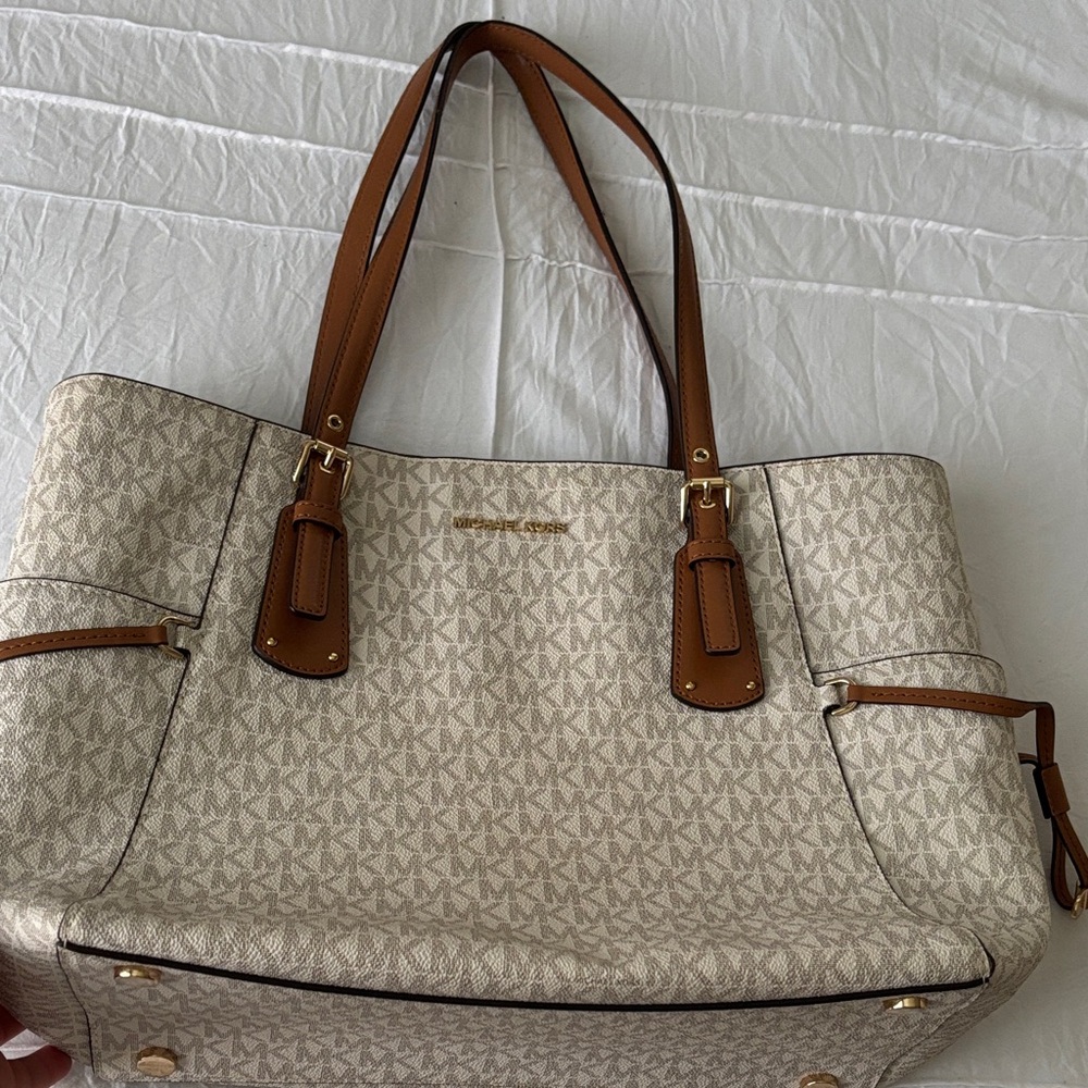 Michael Kors Cream and Tan Signature Tote